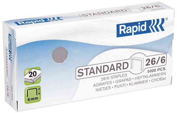 Boite de 5000 agrafes standard 26/6 galvanisé RAPID