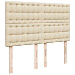 vidaXL Sommier à lattes de lit avec matelas Crème 140x190 cm Tissu