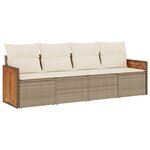 vidaXL Salon de jardin avec coussins 4 Pièces beige résine tressée