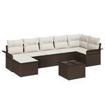 vidaXL Ensemble de canapé de jardin de 7 pièces avec coussins gris en poly rotin