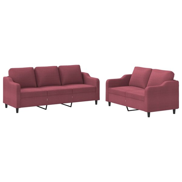 vidaXL Ensemble de canapés 2 Pièces avec coussins Rouge bordeaux Tissu