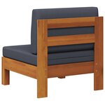 vidaXL Canapé central avec coussins gris foncé Bois d'acacia solide