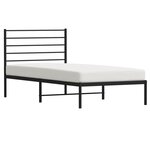 vidaXL Cadre de lit métal avec tête de lit noir 75x190 cm
