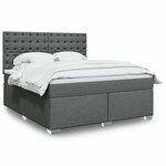 vidaXL Sommier à lattes de lit avec matelas Gris foncé 180x200cm Tissu