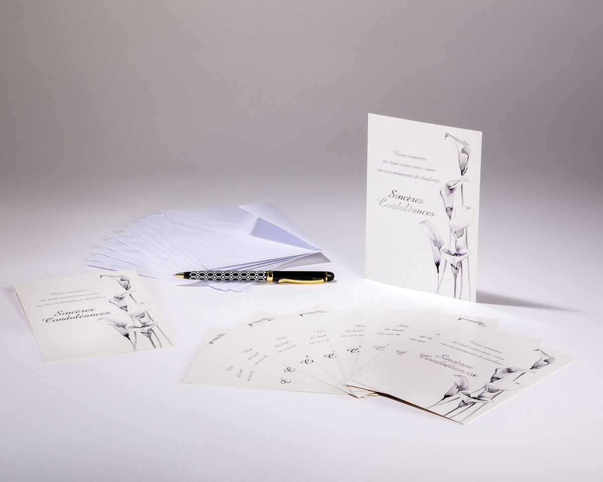 Carte Sincères Condoléances intérieur blanc avec Enveloppe Blanche 10x16  5cm - La Poste