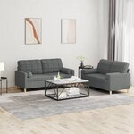 vidaXL Ensemble de canapés 2 Pièces coussins gris foncé tissu