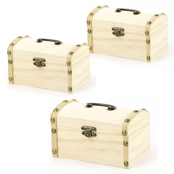 3 coffres de pirate en bois à décorer 8 x 8 x 13 cm