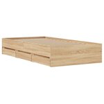 vidaXL Cadre de lit et tiroirs chêne sonoma 75x190cm bois d'ingénierie