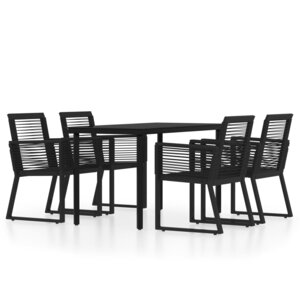 vidaXL Ensemble à manger de jardin 5 Pièces Noir