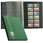 PERFECTA : Classeur fixe pour timbres (Petit modèle-Pages Noires-32p. Vert)