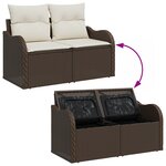 Ensemble de Canapé de Jardin 4 Pièces avec Coussins en Rattan Poly Marron