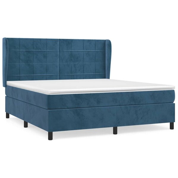 vidaXL Sommier à lattes de lit et matelas Bleu foncé 180x200cm Velours