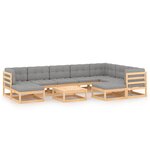 vidaXL Salon de jardin 10 Pièces avec coussins Bois de pin massif