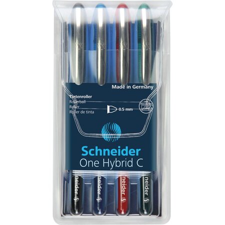 Pochette de 4 stylos roller à encre One Hybrid C Pte Conique 05 Multicolore SCHNEIDER