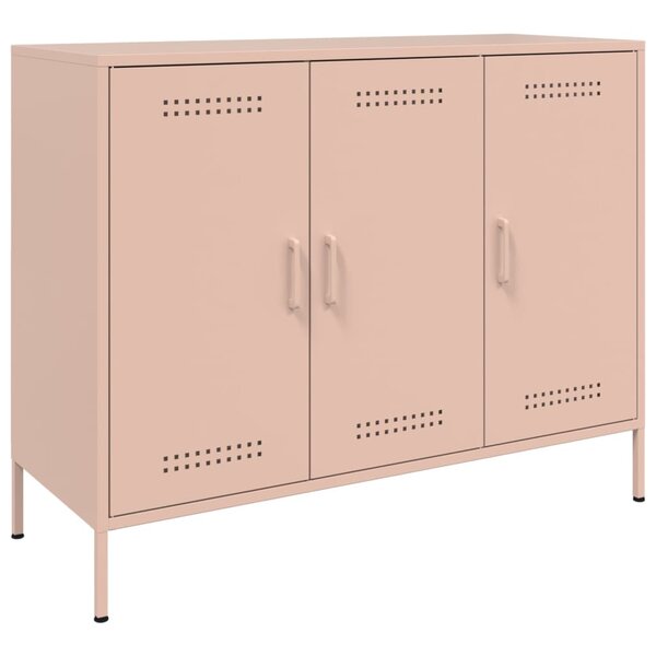 vidaXL Buffet rose 100 5x39x79 cm acier laminé à froid