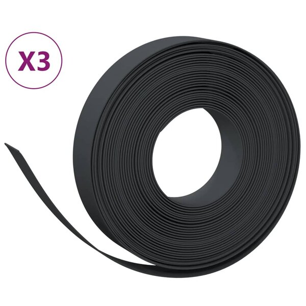 vidaXL Bordures de jardin 3 Pièces noir 10 m 10 cm polyéthylène