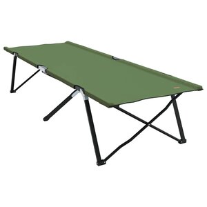 vidaXL Lit de camping pliant Vert 206 x 76 x 74 cm Oxford et acier