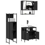 vidaXL Ensemble de meubles salle de bain 3 Pièces noir bois d'ingénierie