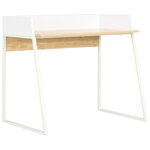 Bureau table poste de travail meuble d'ordinateur informatique étude et chêne 90 x 60 x 88 cm blanc 02_0023555