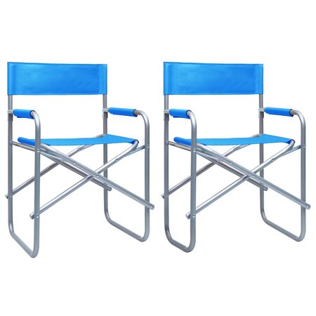 vidaXL Chaises de metteur en scène 2 Pièces Acier Bleu