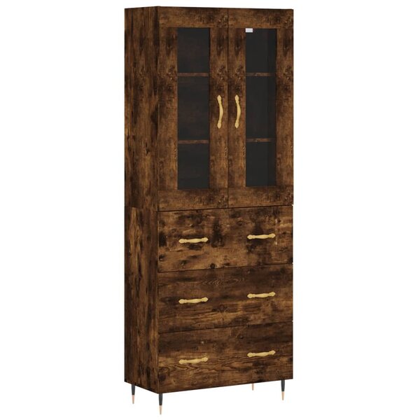 vidaXL Buffet haut Chêne fumé 69 5x34x180 cm Bois d'ingénierie