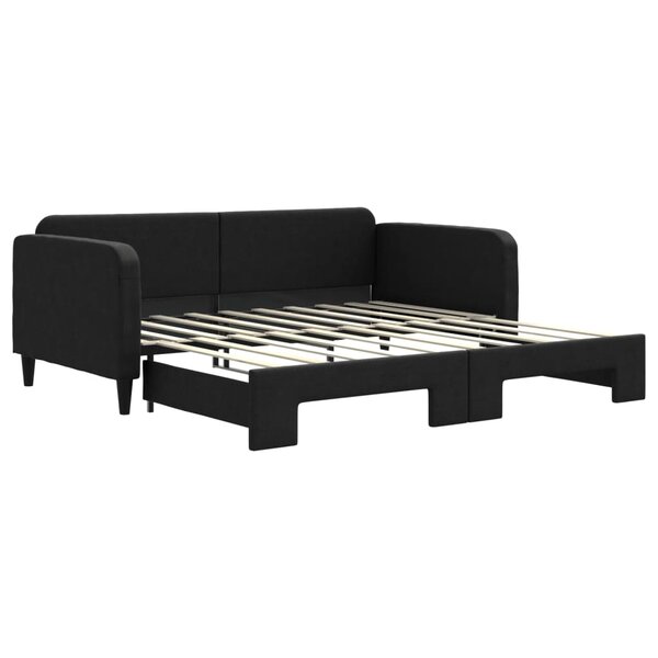 vidaXL Lit de jour avec lit gigogne noir 90x190 cm tissu