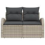 vidaXL Canapé de jardin 2 places avec rangement et coussins gris clair en rattan poly