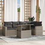 vidaXL Salon de jardin 6 Pièces avec coussins gris clair résine tressée
