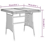 vidaXL Table de jardin Noir 70x70x72 cm Résine tressée et acacia