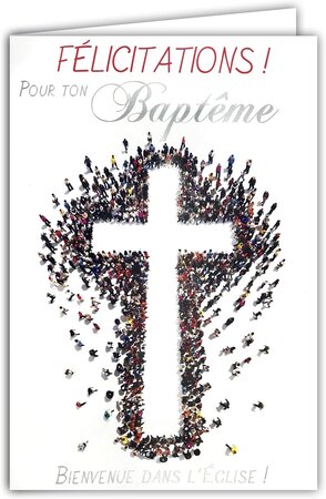 Carte Félicitations pour ton Baptême Chrétien avec Enveloppe Blanche 12x17 5cm
