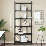 vidaXL Bibliothèque 6 niveaux noir 76x32x192 cm bois d'ingénierie