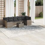 vidaXL Salon de jardin 8 Pièces avec coussins gris résine tressée