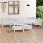 vidaXL Salon de jardin 8 Pièces Bois de pin massif Blanc