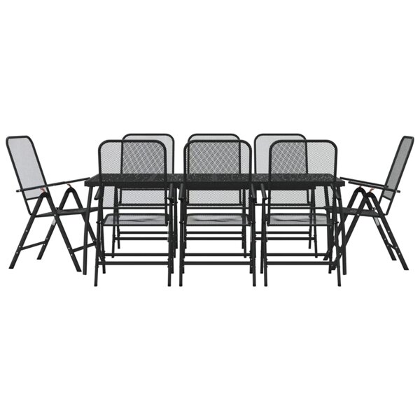 vidaXL Ensemble à manger de jardin 9 Pièces anthracite métal maille