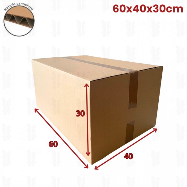 20 cartons caisse américaine 60x40x30 (fefco 201)