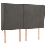 vidaXL Tête de lit avec oreilles Gris foncé 147x23x118/128 cm Velours