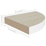 vidaXL Étagères d'angle murales 2 Pièces Chêne et blanc 35x35x3 8 cm MDF