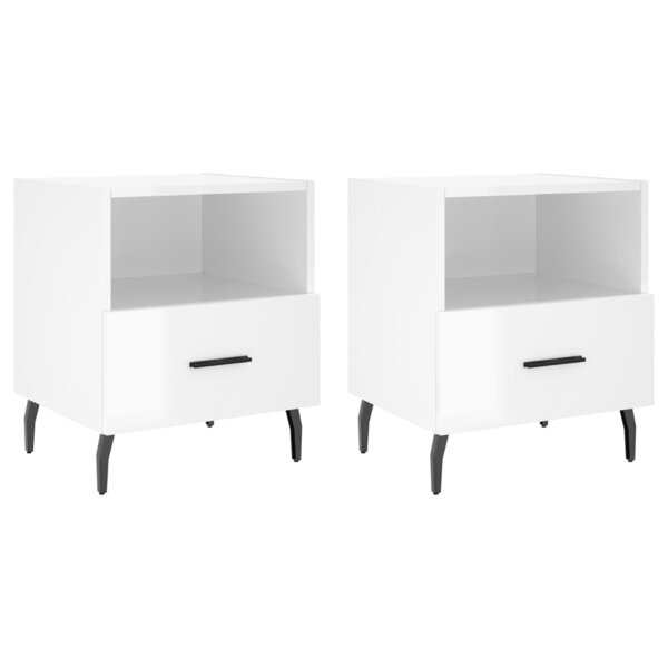 vidaXL Tables de chevet 2 Pièces blanc brillant 40x35x47 5 cm