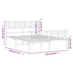 vidaXL Cadre de lit métal avec tête de lit/pied de lit blanc 135x190cm