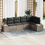 vidaXL Ensemble de canapé de jardin 5 pièces avec coussins gris poly rattan