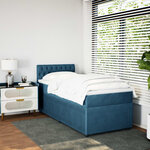 vidaXL Sommier à lattes de lit avec matelas bleu 90x190 cm velours