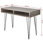 Bureau table meuble travail informatique avec 2 compartiments gris 0502061/2