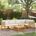vidaXL Salon de jardin avec coussins 6 Pièces bois d'acacia solide