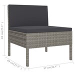vidaXL Salon de jardin 2 Pièces avec coussins Résine tressée Gris