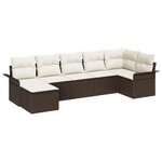 vidaXL Ensemble de Canapé de Jardin 7 Pièces avec Coussins Marron Rattan Polyéthylène