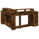 Bureau table poste de travail meuble d'ordinateur informatique étude et lumières LED chêne fumé 152 x 152 x 91cm bois ingénierie brun 02_0023785