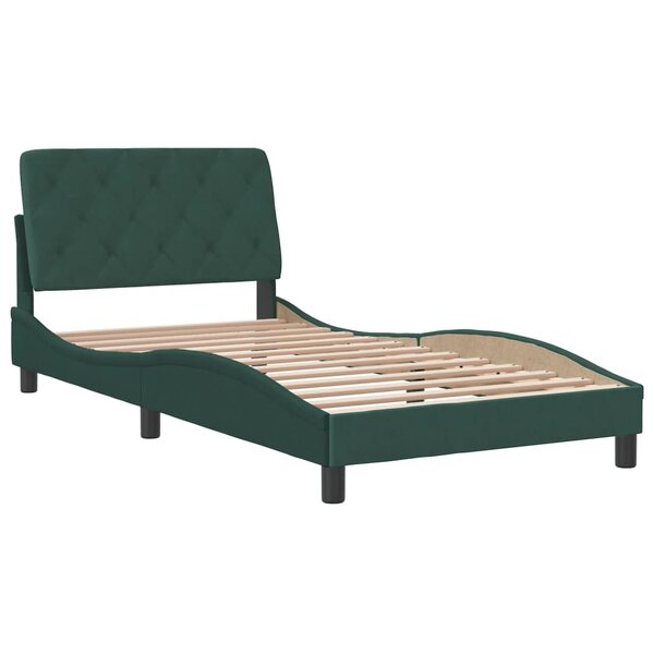 vidaXL Cadre de lit avec tête de lit Vert foncé 100x200 cm Velours