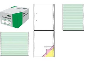 papier listing sans fin, 375 x 30,48 cm (12'), horizontal, simple, vert, 2000f SIGEL