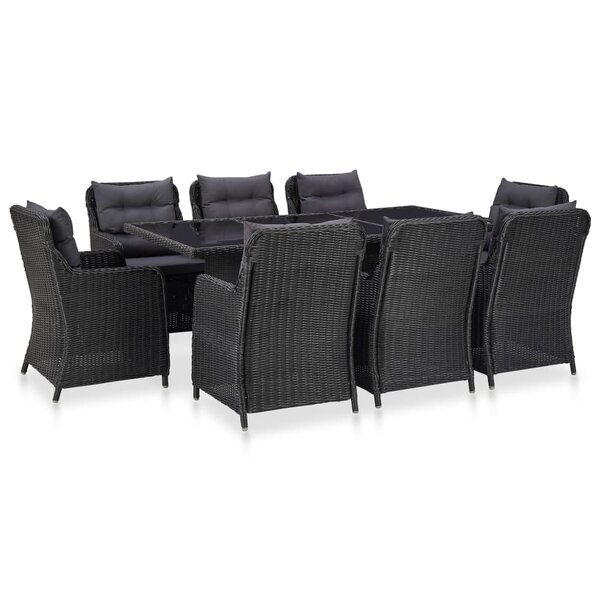 vidaXL Ensemble à manger d'extérieur 9 Pièces Résine tressée Noir