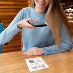 Plaque Google Avis Reviews - QR Code NFC RFID sans contact - Adhésive Vitrine Comptoir Table - 12x12cm - GG12FR